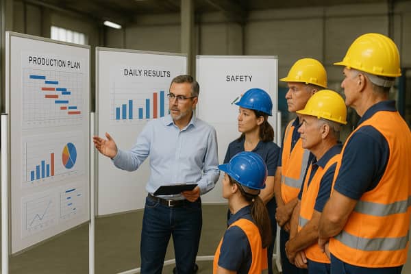 Optimisez vos réunions avec des tableaux d’affichage magnétiques configurables, management visuel Lean, communication claire et pilotage collaboratif des performances