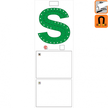Indicateur Visuel Sécurité "S" magnétique, effaçable à sec
