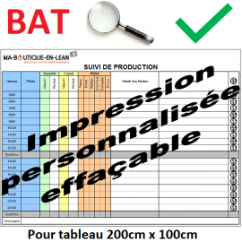 200x100 - BAT + Impression effaçable personnalisée - 200 cm x 100 cm sur support effaçable adhésif ou magnétique