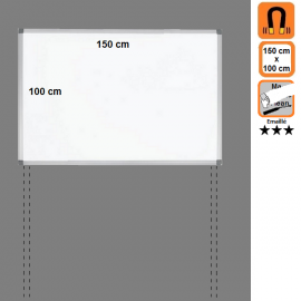 Tableau 100x150 Emaillé Magnétique en position Paysage avec platines