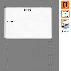 Tableau 200x120 Laqué Magnétique en position Paysage avec platines