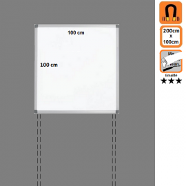 Tableau 100x100 Emaillé Magnétique en position Paysage avec platines