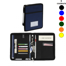 Porte-documents en toile induite 195mm x 250mm avec porte-clés, porte-carte en couverture et un renfort au dos