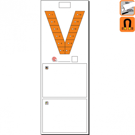 Indicateur Visuel Vie au travail "V" magnétique, effaçable à sec