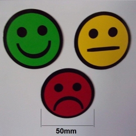 Lot de 3 Smileys ronds simples faces magnétiques de 50mm