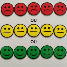 Lot de 5 Smileys ronds simples faces magnétiques de 30mm