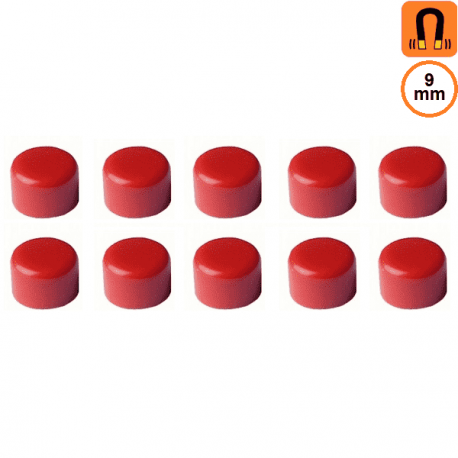 1 Lot de 10 aimants rouges- Diamètre 10mm