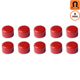 10 aimants rouges- Diamètre 9mm