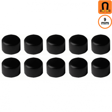 1 Lot de 10 aimants noirs - Diamètre 10mm