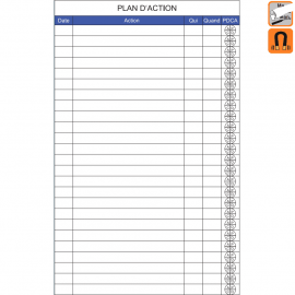 Visuel Plan d'action XXL avec PDCA magnétiqe effaçable à sec - 60 x 95,5cm