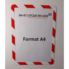 Pochette cadre d'affichage A4 dos totalement magnétique bicolor rouge et blanc