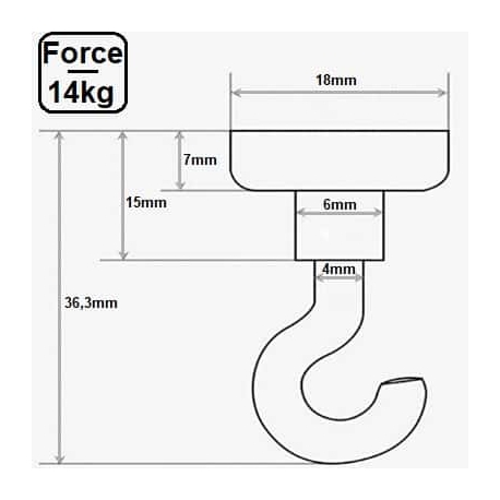 1 lot de 2 Plot magnétique 32mm avec crochet