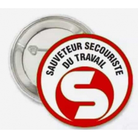 Badge SST Rouge-Sauveteur Secouriste du Travail-Rond 55mm avec épingle
