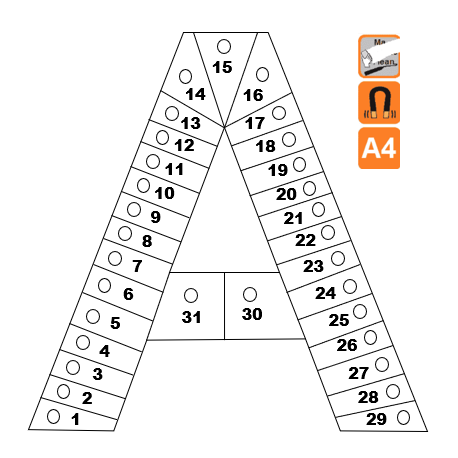 Indicateur Visuel Blanc "A" magnétique, effaçable à sec - A4