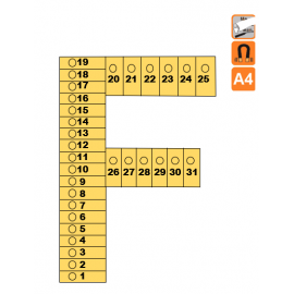 Indicateur Visuel Blanc "F" magnétique, effaçable à sec - A4