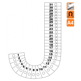 Indicateur Visuel Blanc "J" magnétique, effaçable à sec - A4