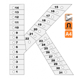 Indicateur Visuel Blanc "K" magnétique, effaçable à sec - A4