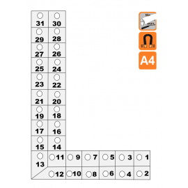 Indicateur Visuel Blanc "L" magnétique, effaçable à sec - A4