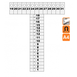 Indicateur Visuel Blanc "T" magnétique, effaçable à sec - A4