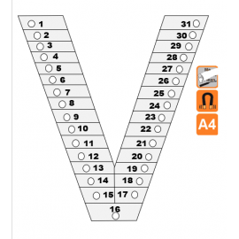 Indicateur Visuel Blanc "V" magnétique, effaçable à sec - A4