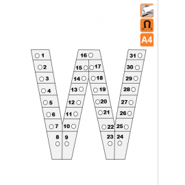 Indicateur Visuel Blanc "W" magnétique, effaçable à sec - A4