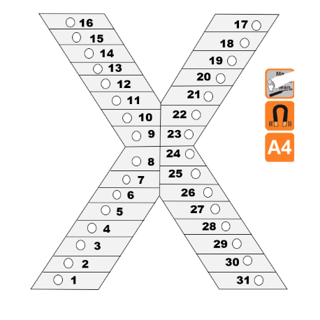 Indicateur Visuel Blanc "X" magnétique, effaçable à sec - A4