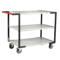 Servante FIMM 250kg, 3 plateaux mélaminé, 1000x600mm, roues TPE,