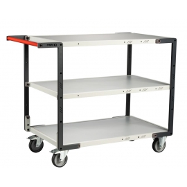 Servante FIMM 250kg, 3 plateaux mélaminé, 1000x600mm, roues TPE,