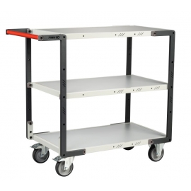 Servante FIMM 250kg, 3 plateaux mélaminé, 850x500mm, roues TPE,