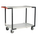 Servante FIMM 250kg, 2 plateaux mélaminé, 1000x600mm, roues TPE,