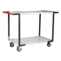 Servante FIMM 250kg, 2 plateaux mélaminé, 2 poignées, 1000x600mm, roues TPE,