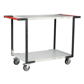 Servante FIMM 250kg, 2 plateaux mélaminé, 2 poignées, 1000x600mm, roues TPE,