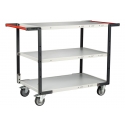 Servante FIMM 250kg, 3 plateaux mélaminé, 2 poignées, 1000x600mm, roues TPE,