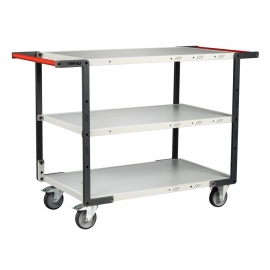 Servante FIMM 250kg, 3 plateaux mélaminé, 2 poignées, 1000x600mm, roues TPE,