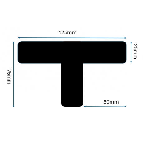 T Arrondi 125x75x25mm - Marquage au sol