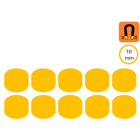 1 Lot de 10 aimants Orange - Diamètre 10mm