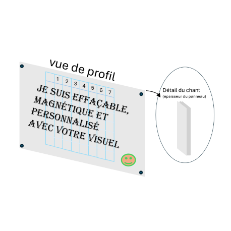 Panneau magnétique effaçable blanc 90x60cm perso