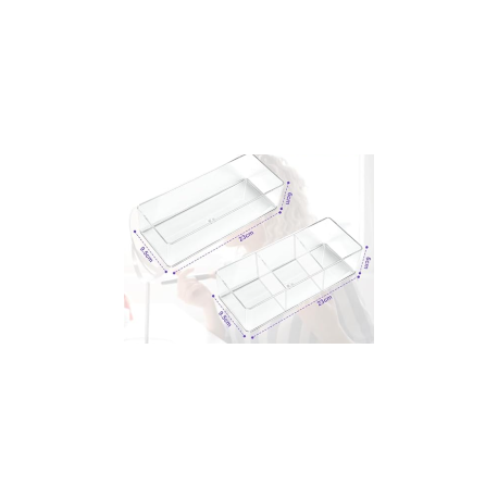 2 boites rangement transparentes 23x9.5x6cm