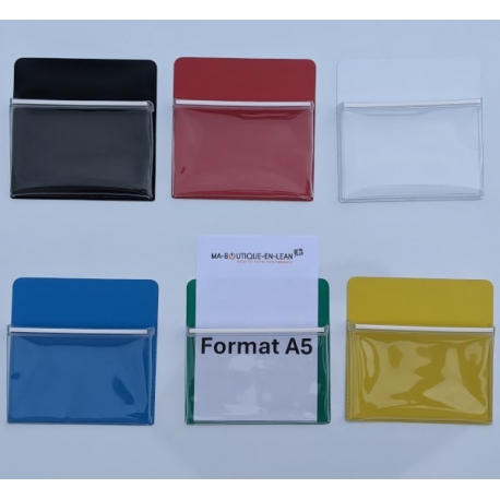 Support magnétique A5 avec pochette transparente en plastique souple pour stocker documents A5 - 6 couleurs au choix