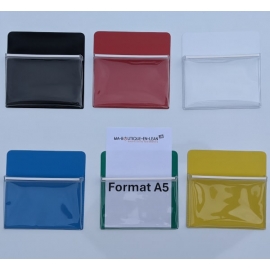 Support magnétique A5 avec pochette transparente en plastique souple pour stocker documents A5 - 6 couleurs au choix