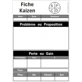 50 Fiches Kaizen cartonnées - 70x100 mm