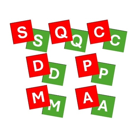 Lot de 7 magnets en recto/verso SQCDPMA - 80x80mm