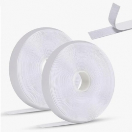Bande Velcro Blanc avec ruban Adhésif double face, Scratch Autocollant Double Face, 2m x 2cm Autocollant, Adhésif fort