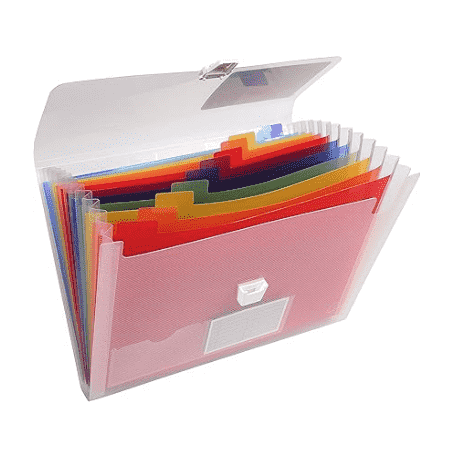 Trieur en forme de valisette transparente - 13 emplacements A4 - Dimension 330x250mm