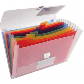 Trieur en forme de valisette transparente - 13 emplacements A4 - Dimension 330x250mm