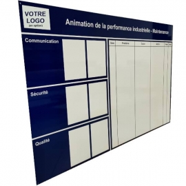 Management visuel - Tableau sur-mesure, imprimé, effaçable et magnétique d'amélioration de la performance industrielle