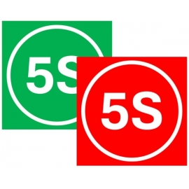 Magnet en recto/verso en rouge et vert - 5S - OK Démarrage - 80x80mm