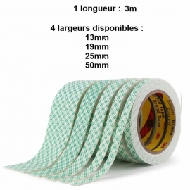 Rouleau de scotch mousse longueur 3 mètres et 4 largeurs disponibles 13mm ou 19mm ou 25mm ou 50mm