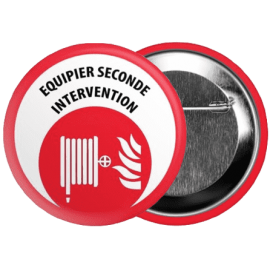 Badge Rouge ESI (Equipier Seconde Intervention) rond 55mm avec épingle