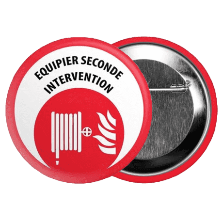 Badge Rouge ESI (Equipier Seconde Intervention) rond 55mm avec épingle